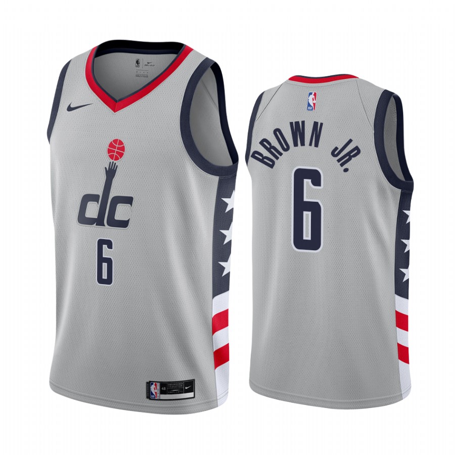 Personalized Wizards #6 Troy Brown Jr Gray NBA Swingman 2020-21 City Edition Jersey