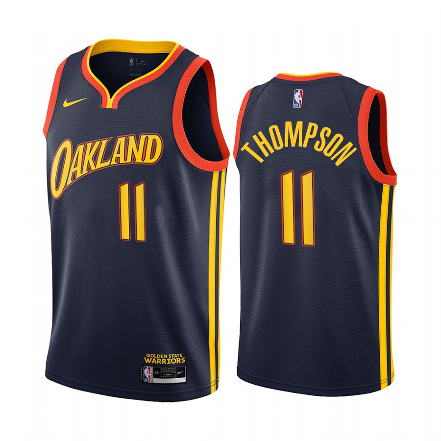 Personalized Warriors #11 Klay Thompson Navy NBA Swingman 2020-21 City Edition Jersey