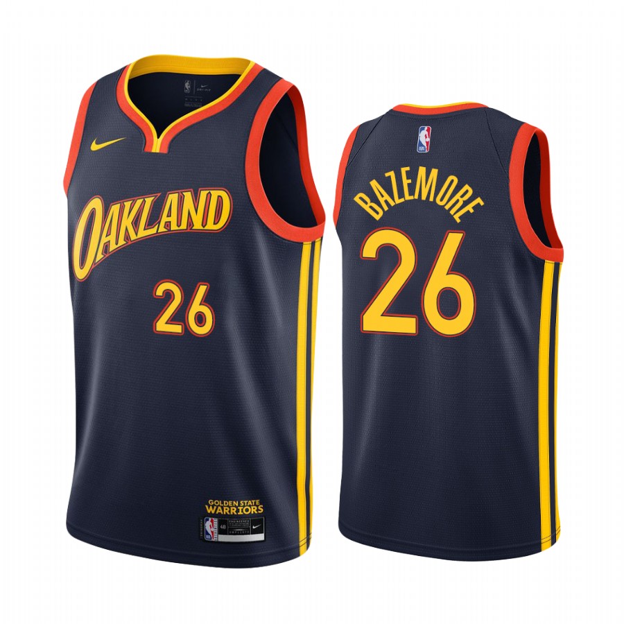 Personalized Warriors #26 Kent Bazemore Navy NBA Swingman 2020-21 City Edition Jersey