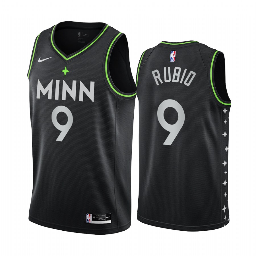 Personalized Timberwolves #9 Ricky Rubio Black NBA Swingman 2020-21 City Edition Jersey