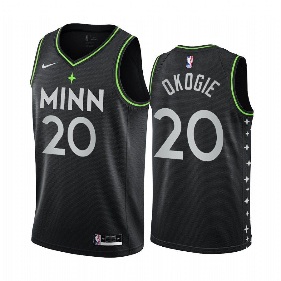 Personalized Timberwolves #20 Josh Okogie Black NBA Swingman 2020-21 City Edition Jersey