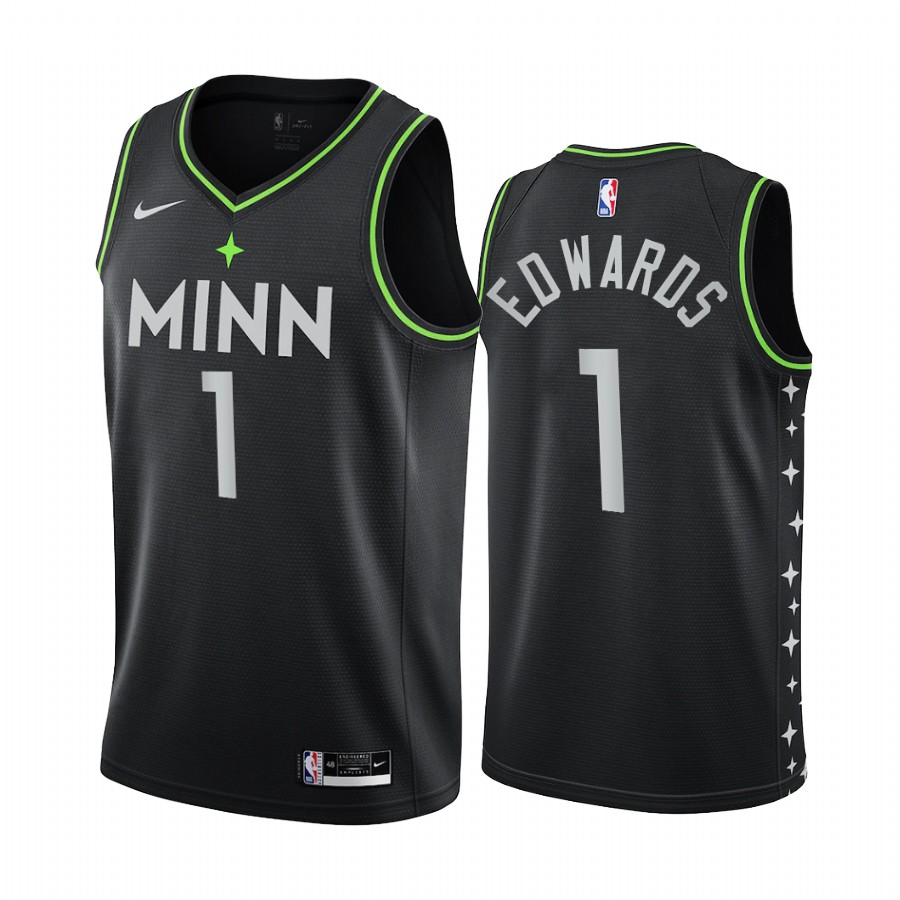 Personalized Timberwolves #1 Anthony Edwards Black NBA Swingman 2020-21 City Edition Jersey