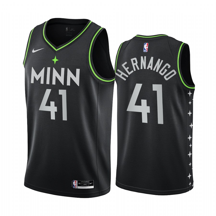Personalized Timberwolves #41 Juancho Hernangomez Black NBA Swingman 2020-21 City Edition Jersey