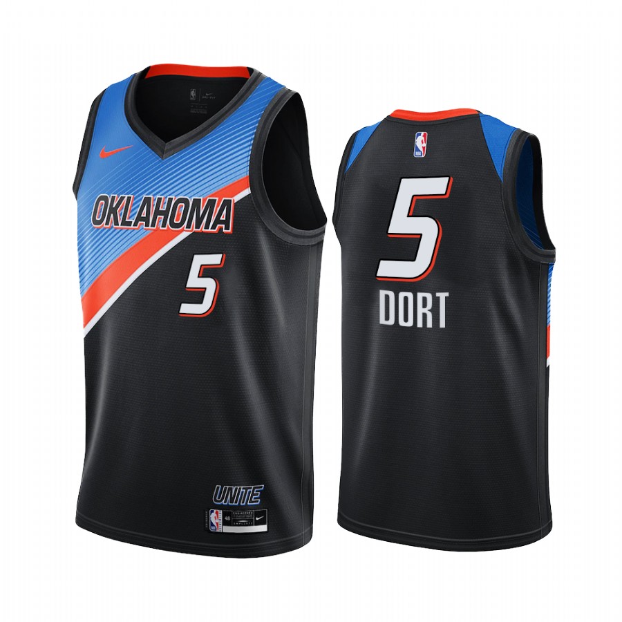 Personalized Thunder #5 Luguentz Dort Black NBA Swingman 2020-21 City Edition Jersey