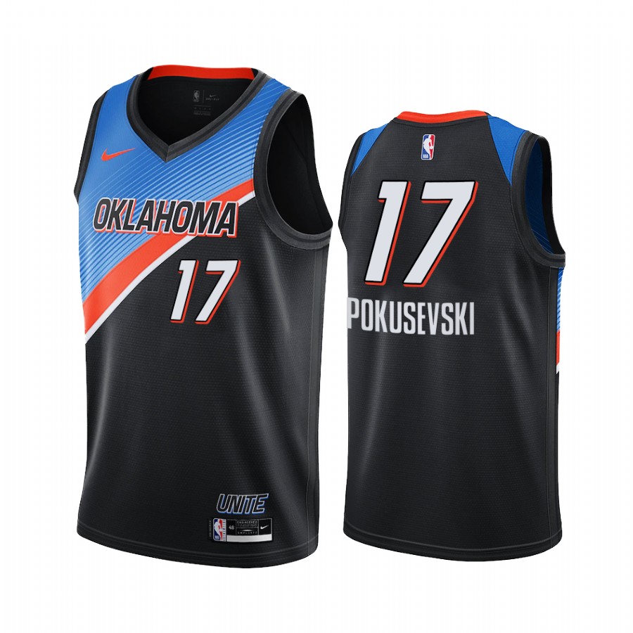 Personalized Thunder #17 Aleksej Pokusevski Black NBA Swingman 2020-21 City Edition Jersey