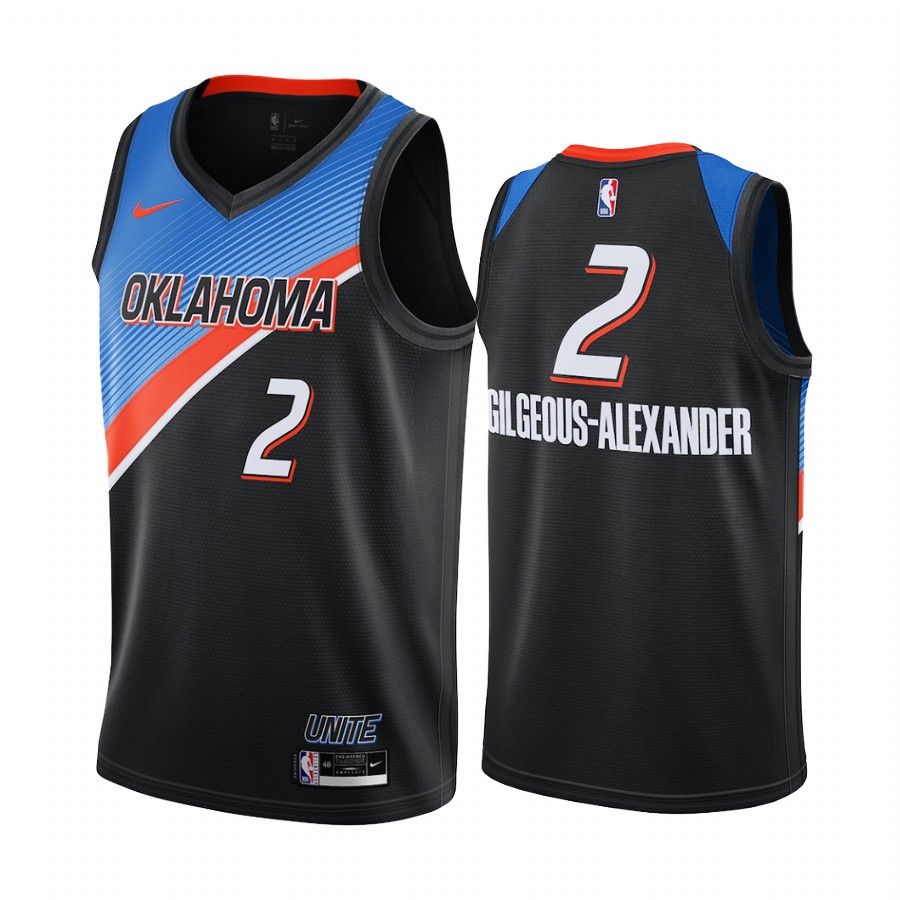 Personalized Thunder #2 Shai Gilgeous-Alexander Black NBA Swingman 2020-21 City Edition Jersey