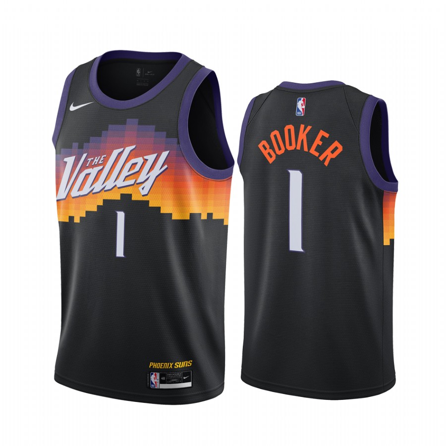 Personalized Suns #1 Devin Booker Black NBA Swingman 2020-21 City Edition Jersey