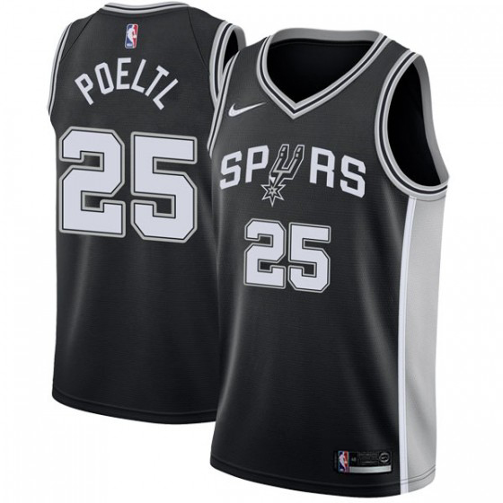 Personalized Spurs #25 Jakob Poeltl Black NBA Swingman Icon Edition Jersey
