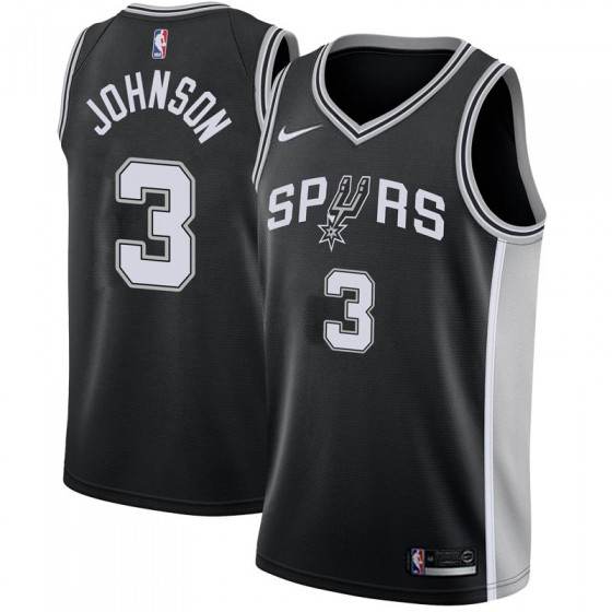 Personalized Spurs #3 Keldon Johnson Black NBA Swingman Icon Edition Jersey