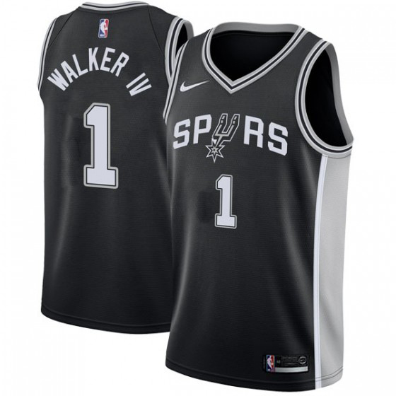 Personalized Spurs #1 Lonnie Walker IV Black NBA Swingman Icon Edition Jersey