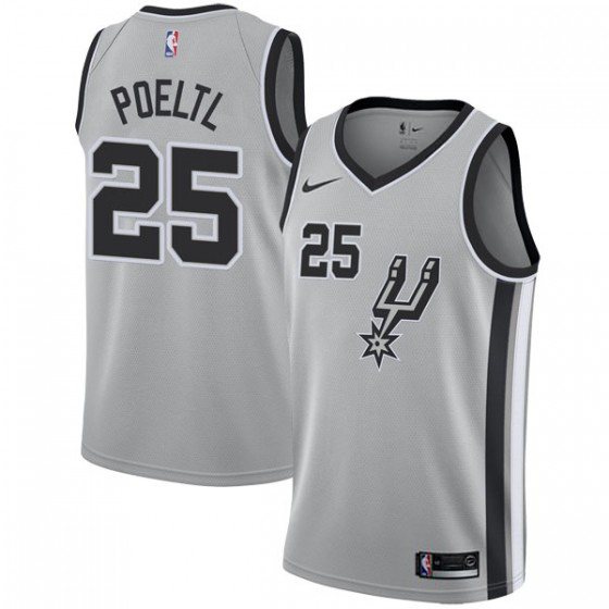 Personalized Spurs #25 Jakob Poeltl Silver NBA Swingman Statement Edition Jersey