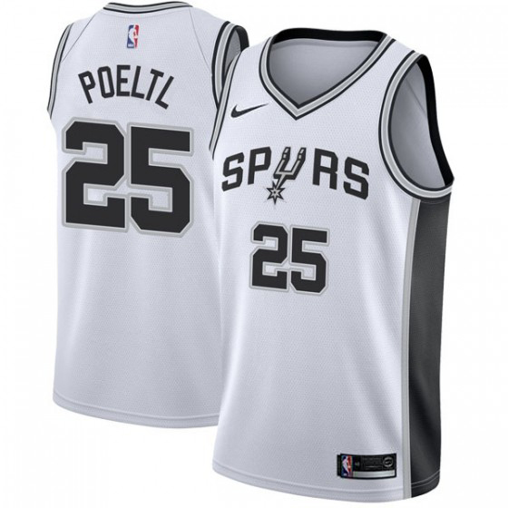 Personalized Spurs #25 Jakob Poeltl White NBA Swingman Association Edition Jersey