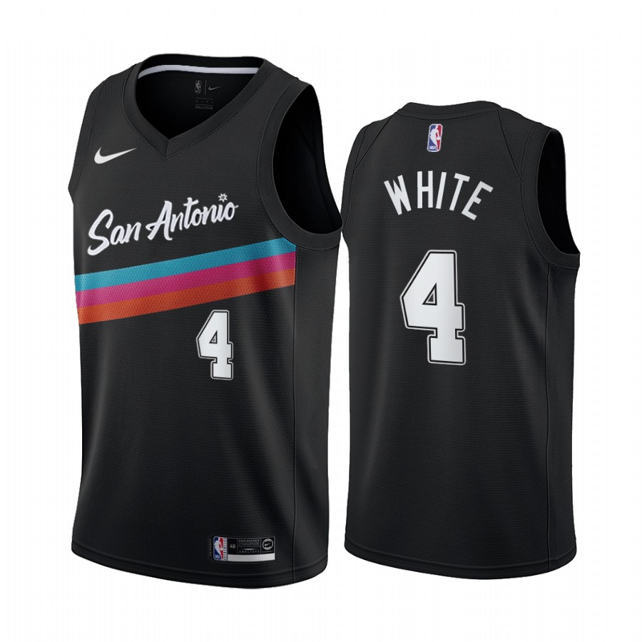 Personalized Spurs #4 Derrick White Black NBA Swingman 2020-21 City Edition Jersey