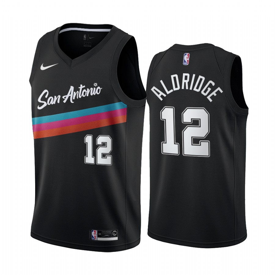 Personalized Spurs #12 LaMarcus Aldridge Black NBA Swingman 2020-21 City Edition Jersey