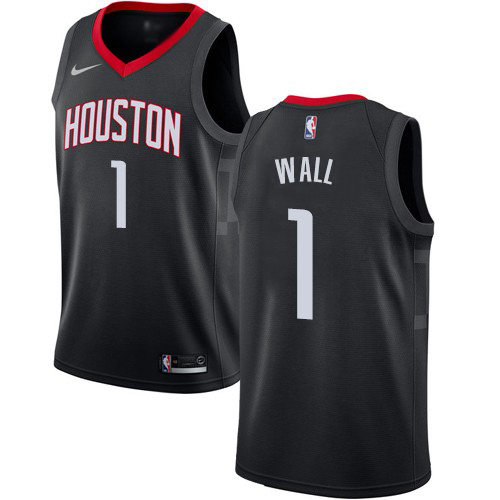 Personalized Rockets #1 John Wall Black NBA Swingman Statement Edition Jersey