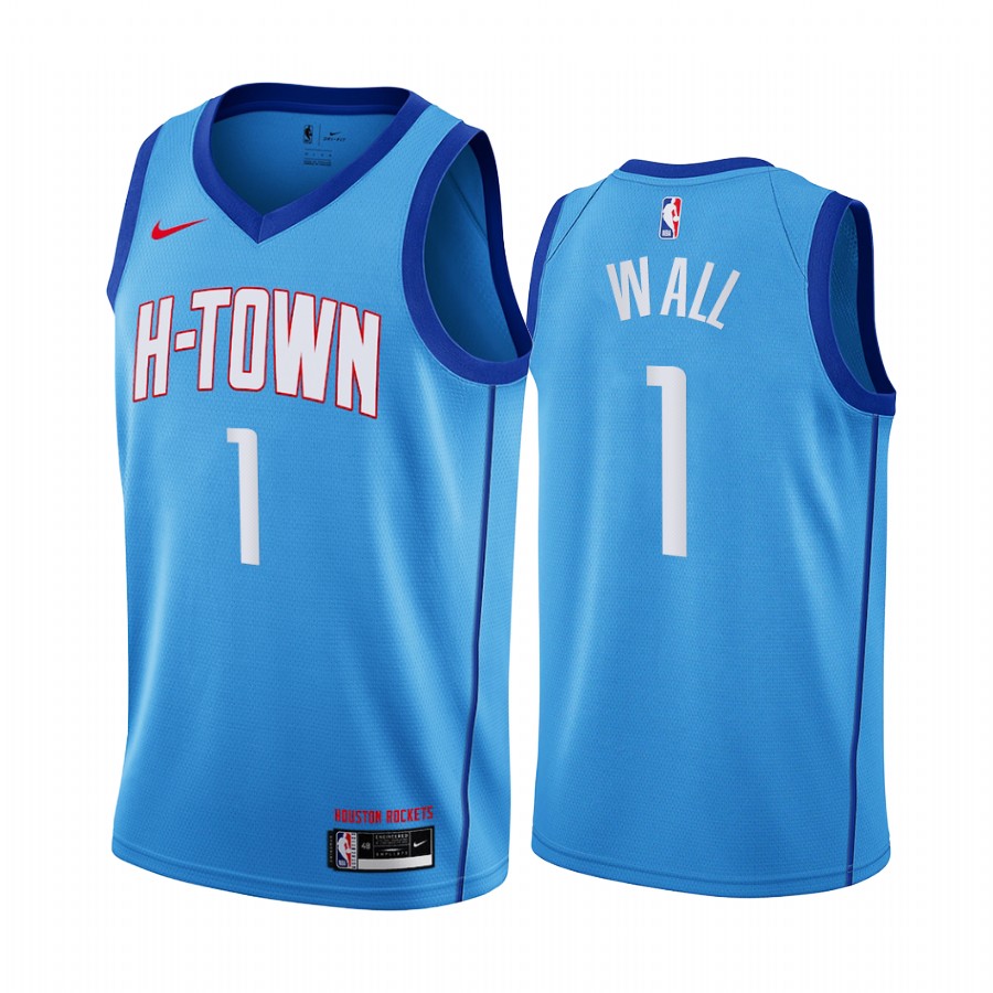 Personalized Rockets #1 John Wall Blue NBA Swingman 2020-21 City Edition Jersey