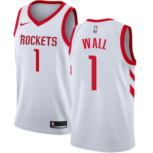 Personalized Rockets #1 John Wall White NBA Swingman Association Edition Jersey