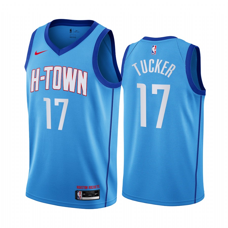 Personalized Rockets #17 PJ Tucker Blue NBA Swingman 2020-21 City Edition Jersey
