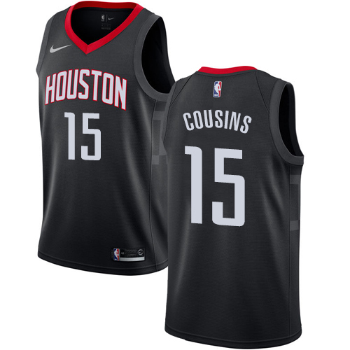 Personalized Rockets #15 DeMarcus Cousins Black NBA Swingman Statement Edition Jersey
