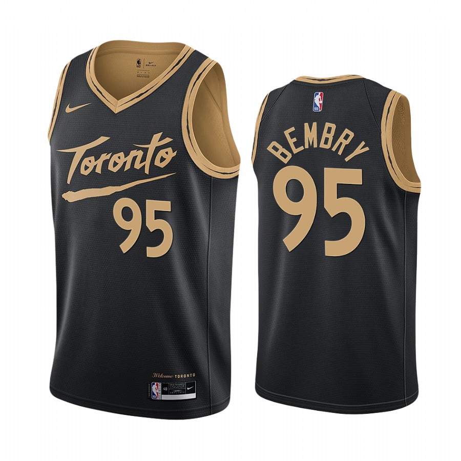 Personalized Raptors #95 DeAndre’ Bembry Black NBA Swingman 2020-21 City Edition Jersey
