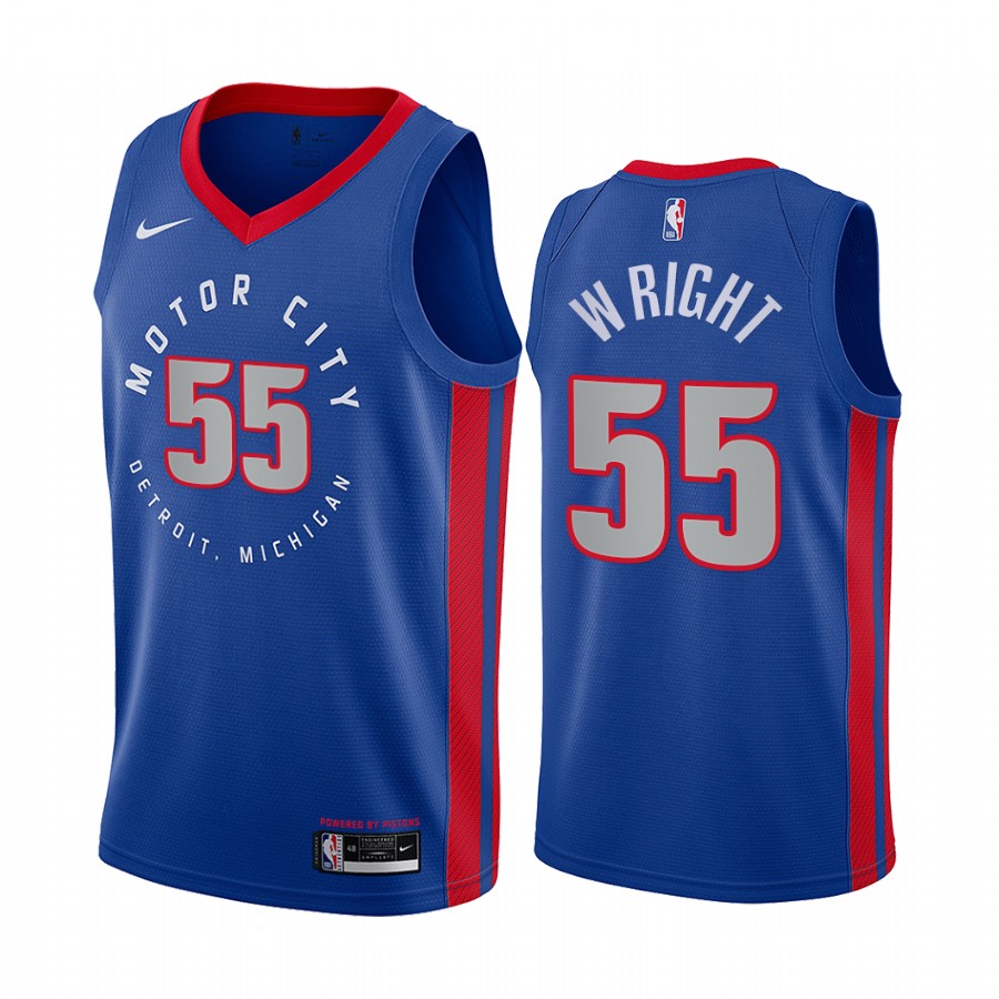 Personalized Pistons #55 Delon Wright Blue NBA Swingman 2020-21 City Edition Jersey