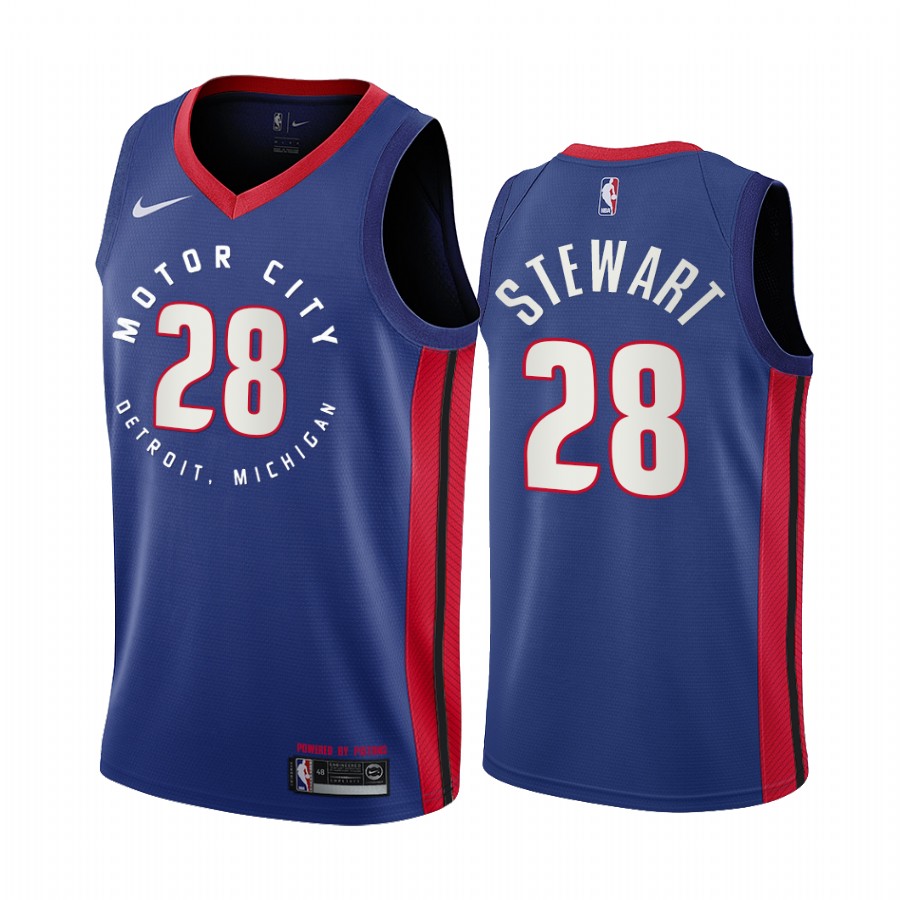 Personalized Pistons #28 Isaiah Stewart Blue NBA Swingman 2020-21 City Edition Jersey