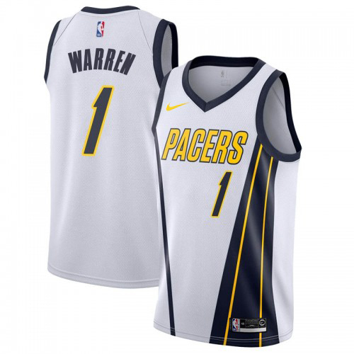 Personalized Pacers #1 TJ Warren White NBA Swingman Earned Edition Jersey