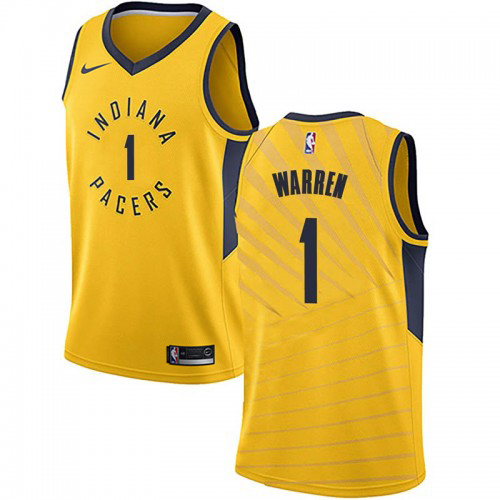 Personalized Pacers #1 TJ Warren Gold NBA Swingman Statement Edition Jersey