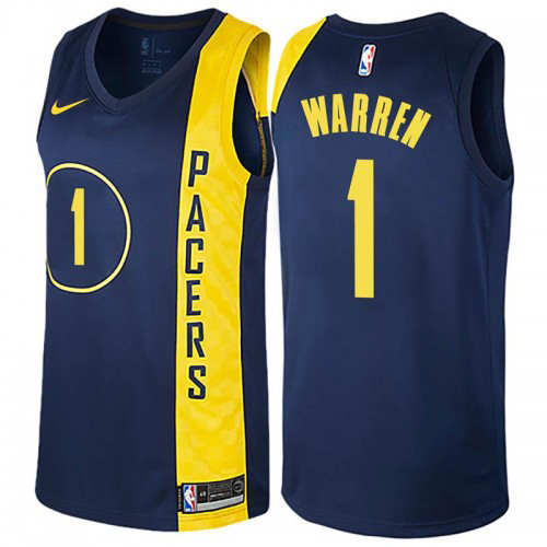 Personalized Pacers #1 TJ Warren Navy Blue NBA Swingman City Edition Jersey