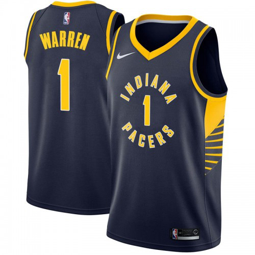 Personalized Pacers #1 TJ Warren Navy Blue NBA Swingman Icon Edition Jersey