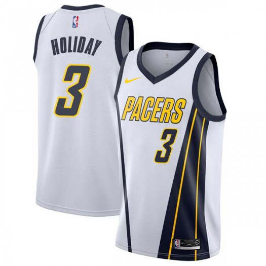 Personalized Pacers #3 Aaron Holiday White NBA Swingman Earned Edition Jersey