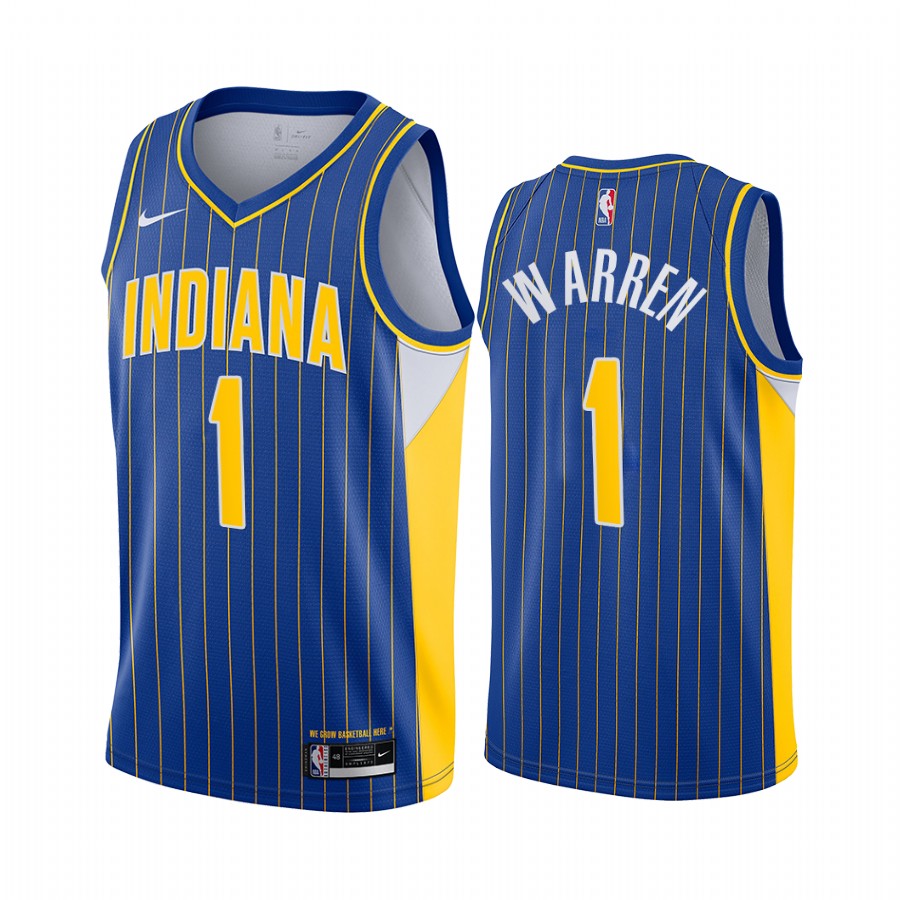 Personalized Pacers #1 TJ Warren Blue NBA Swingman 2020-21 City Edition Jersey