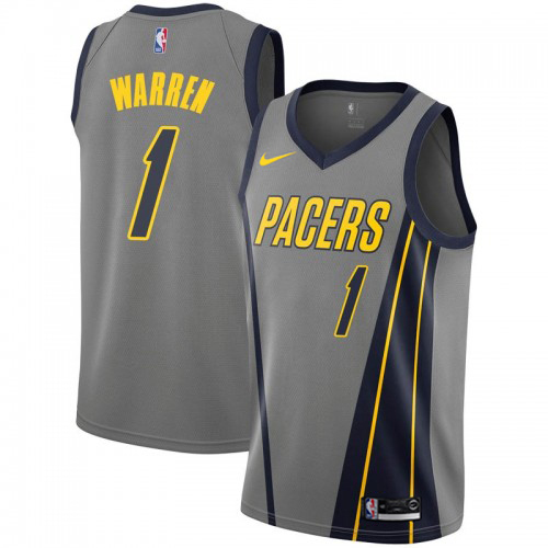 Personalized Pacers #1 TJ Warren Gray NBA Swingman City Edition 2018 19 Jersey