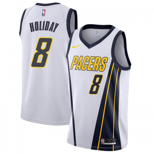 Personalized Pacers #8 Justin Holiday White NBA Swingman Earned Edition Jersey