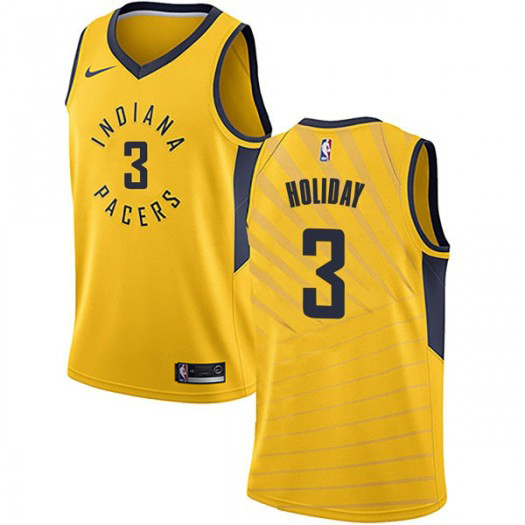 Personalized Pacers #3 Aaron Holiday Gold NBA Swingman Statement Edition Jersey