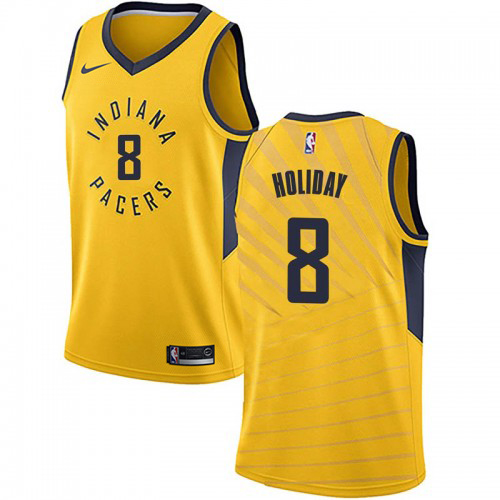 Personalized Pacers #8 Justin Holiday Gold NBA Swingman Statement Edition Jersey