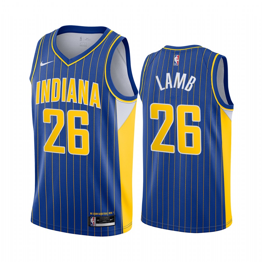 Personalized Pacers #26 Jeremy Lamb Blue NBA Swingman 2020-21 City Edition Jersey
