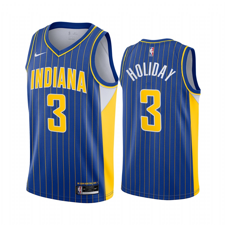 Personalized Pacers #3 Aaron Holiday Blue NBA Swingman 2020-21 City Edition Jersey
