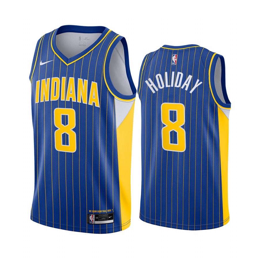 Personalized Pacers #8 Justin Holiday Blue NBA Swingman 2020-21 City Edition Jersey