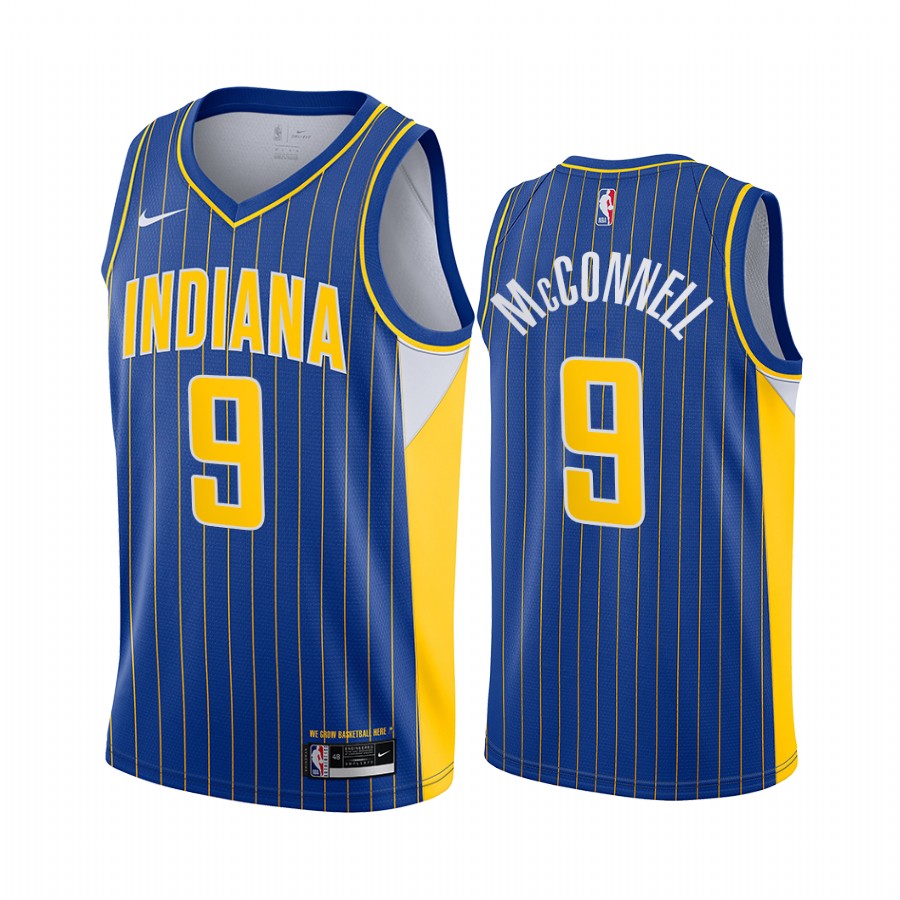 Personalized Pacers #9 T.J. McConnell Blue NBA Swingman 2020-21 City Edition Jersey