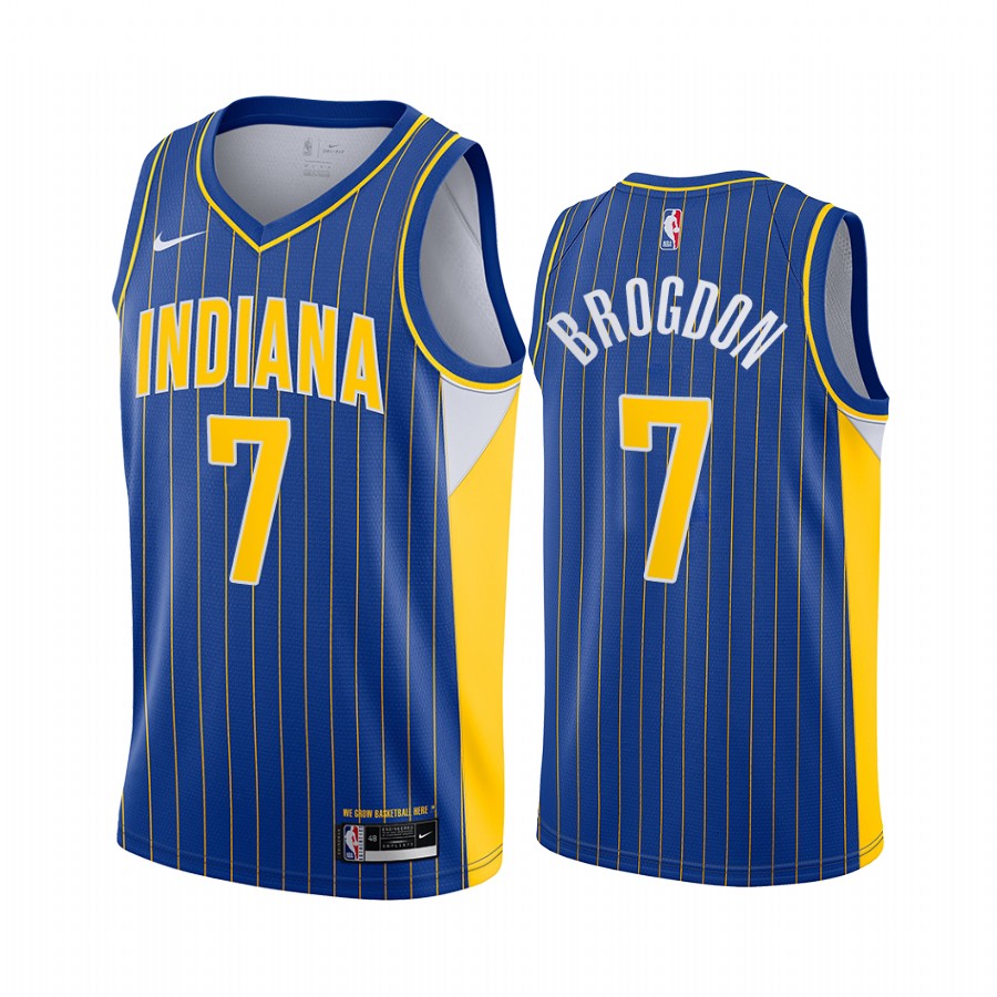 Personalized Pacers #7 Malcolm Brogdon Blue NBA Swingman 2020-21 City Edition Jersey