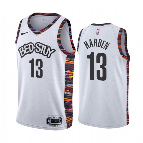 Personalized Nets #13 James Harden Men’s 2019-20 White BED-STUY City Edition Stitched NBA Jersey