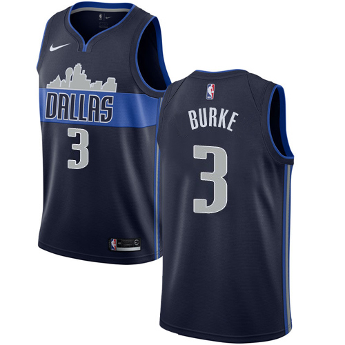 Personalized Mavericks #3 Trey Burke Navy NBA Swingman Statement Edition Jersey