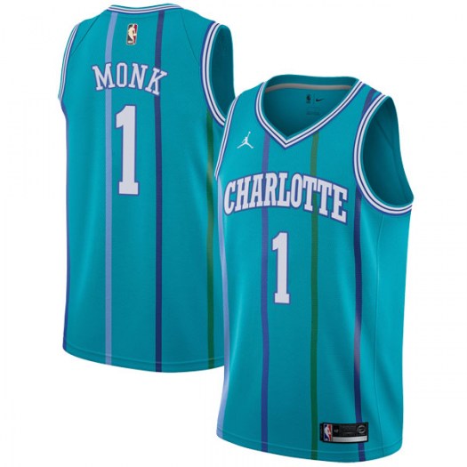 Personalized Hornets #1 Malik Monk Aqua NBA Jordan Swingman Hardwood Classics Jersey