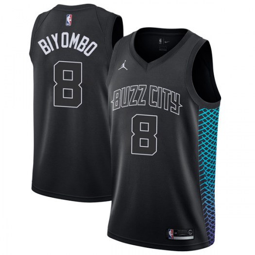 Personalized Hornets #8 Bismack Biyombo Black NBA Jordan Swingman City Edition Jersey