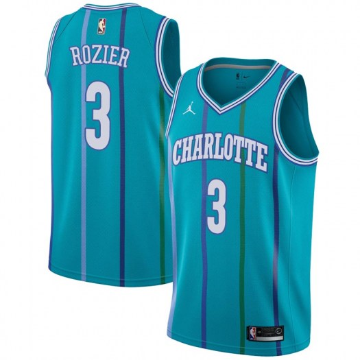 Personalized Hornets #3 Terry Rozier Aqua NBA Jordan Swingman Hardwood Classics Jersey