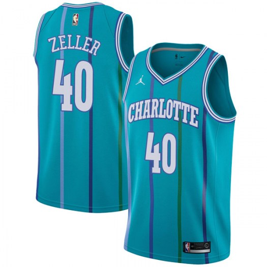 Personalized Hornets #40 Cody Zeller Aqua NBA Jordan Swingman Hardwood Classics Jersey