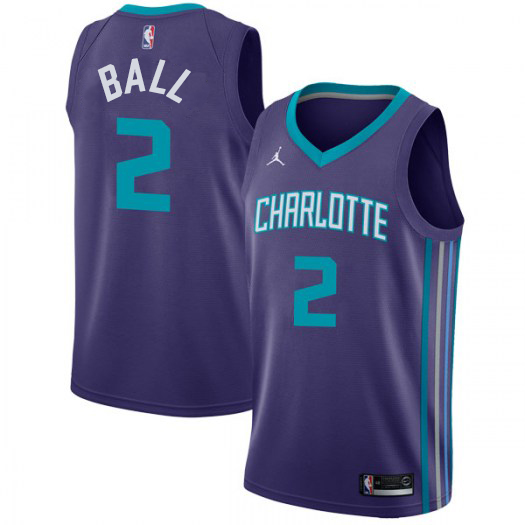 Personalized Hornets #2 LaMelo Ball Purple NBA Jordan Swingman Statement Edition Jersey