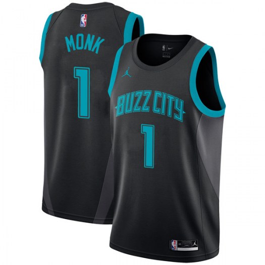 Personalized Hornets #1 Malik Monk Black NBA Jordan Swingman City Edition 2018 19 Jersey