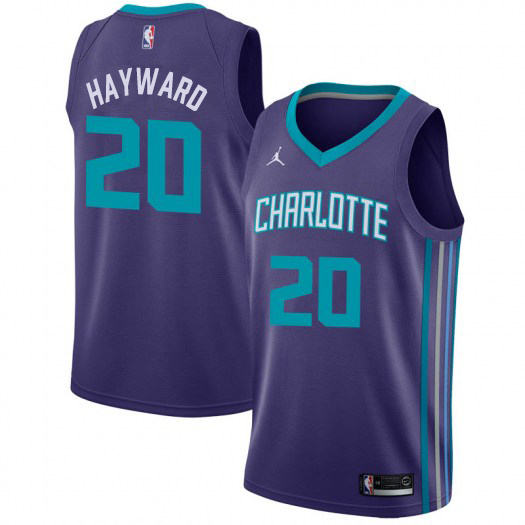 Personalized Hornets #20 Gordon Hayward Purple NBA Jordan Swingman Statement Edition Jersey